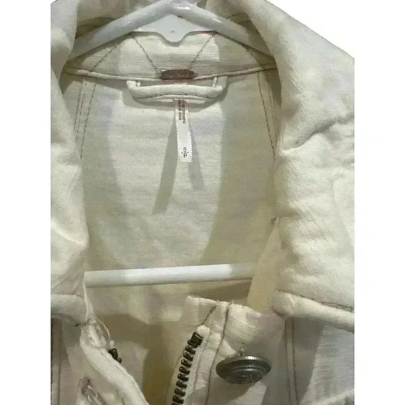 Free People Military Button and Zip Up Winter Jacket in Ivory, Size SP, NWT - Picture 7 of 12